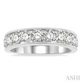 1 1/2 ctw Round Cut Diamond Wedding Band in 14K White Gold